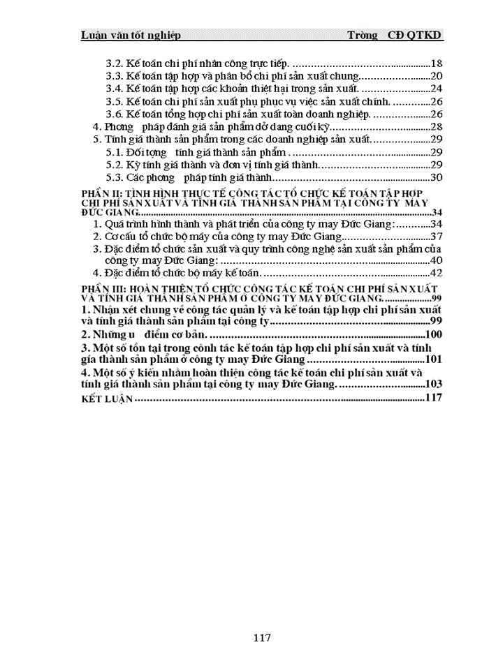 image for page Tình hình thực tế công tác tổ chức Kế toán tập hợp Chi phí sản xuất và tính Giá thành sản phẩm tại Công ty may Đức Giang
