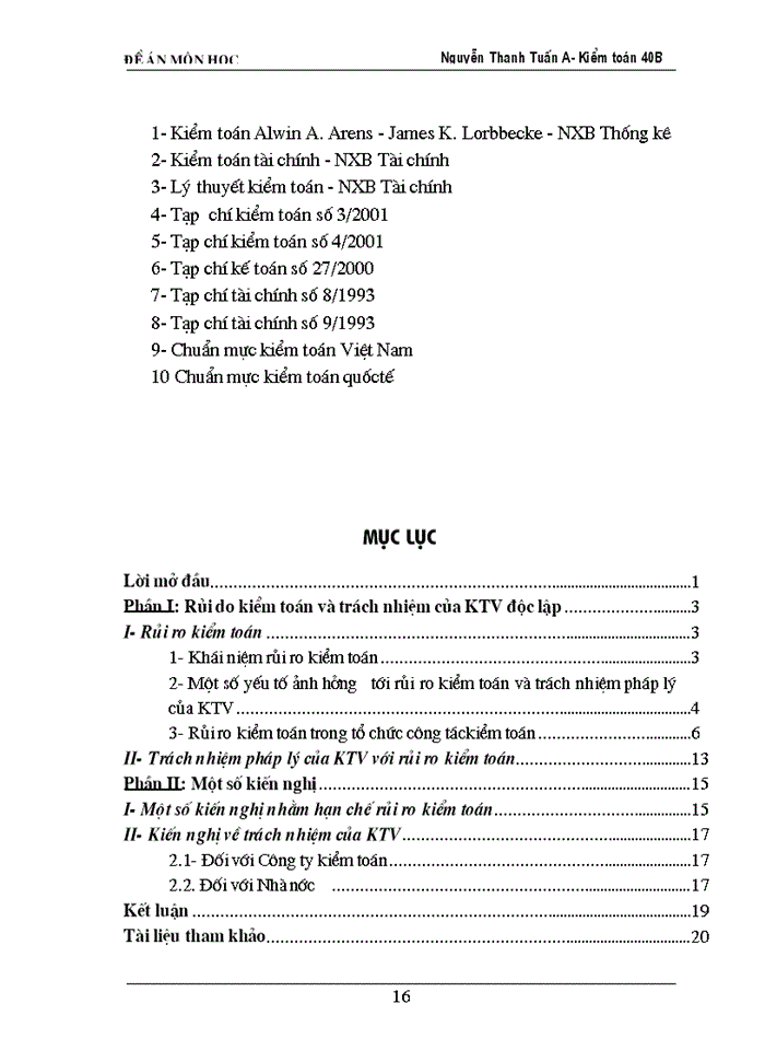 image for page Rủi ro Kiểm toán và trách nhiệm pháp lý của KTV độc lập