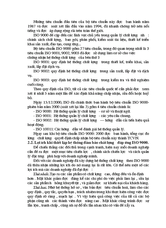 ISO 9000 và nghiên cứu đề xuất mô hình quản lý chất lượng phù hợp với các Doanh nghiệp Việt Nam