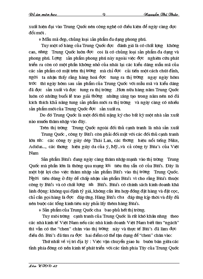 image for page Chiến lược thâm nhập thị trường Trung Quốc của Công ty biti s