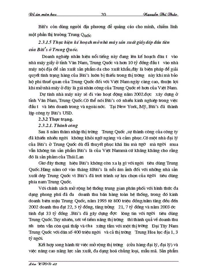 image for page Chiến lược thâm nhập thị trường Trung Quốc của Công ty biti s