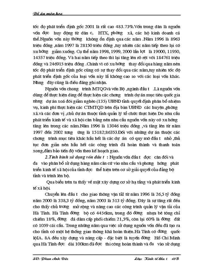 image for page Thực trạng và Giải pháp nhằm thu hút và sử dụng vốn đầu tư có hiệu quả tại Hà Tĩnh