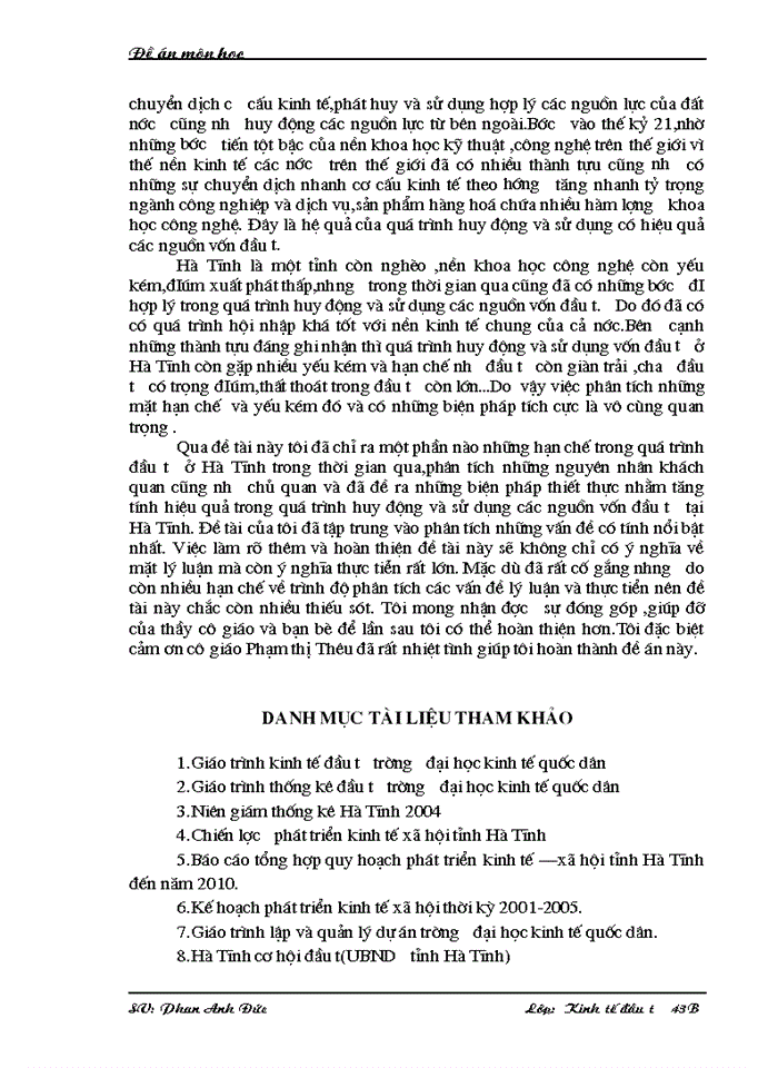 image for page Thực trạng và Giải pháp nhằm thu hút và sử dụng vốn đầu tư có hiệu quả tại Hà Tĩnh