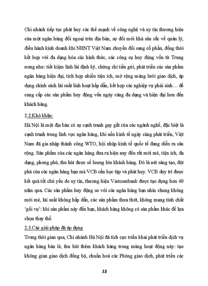 image for page Tình hình hoạt động tại chi nhánh Ngân hàng ngoại thương Hà Nội trong những năm gần đây