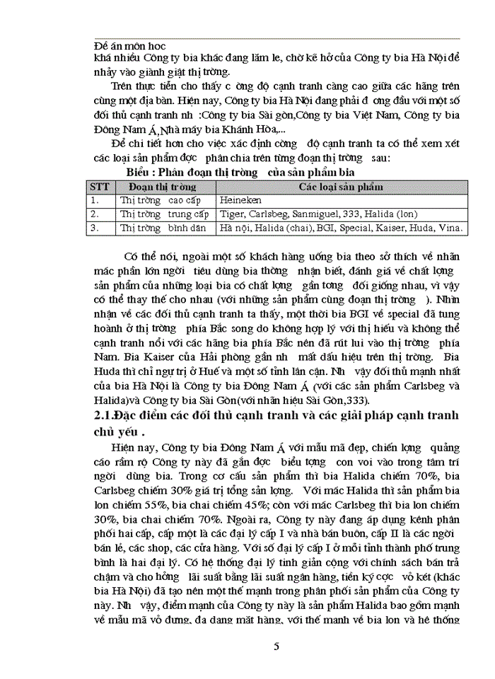image for page Thực trạng về cạnh tranh trên thị trường BIA tại Miền Bắc và Một số Giải pháp trong cạnh tranh của Công ty Bia Hà Nội