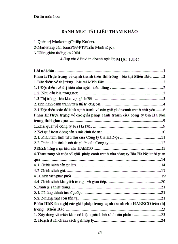 image for page Thực trạng về cạnh tranh trên thị trường BIA tại Miền Bắc và Một số Giải pháp trong cạnh tranh của Công ty Bia Hà Nội