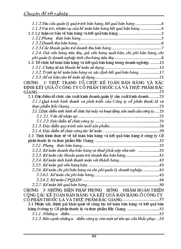 image for page Tổ chức Kế toán bán hàng và xác định kết quả bán hàng ở Công ty cổ phần thuốc lá và chế biến thực phẩm Bắc Giang
