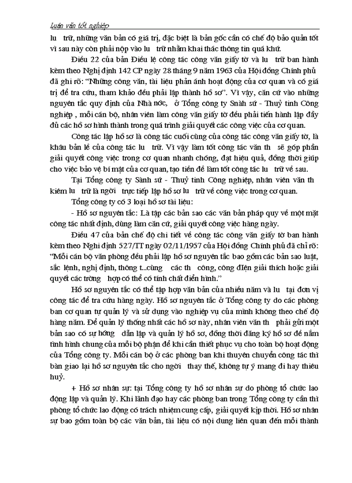 image for page Một số biện pháp nâng cao hiệu quả công tác Văn thư - Lưu trữ trong văn phòng Tổng Công ty Sành sứ - Thuỷ tinh C ông nghiệp