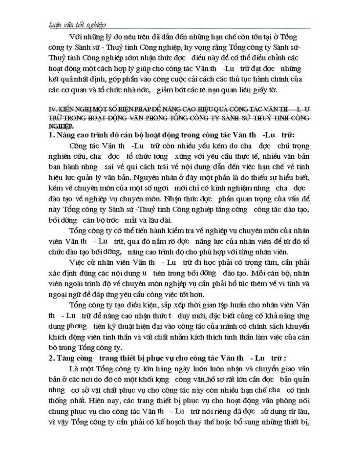 image for page Một số biện pháp nâng cao hiệu quả công tác Văn thư - Lưu trữ trong văn phòng Tổng Công ty Sành sứ - Thuỷ tinh C ông nghiệp