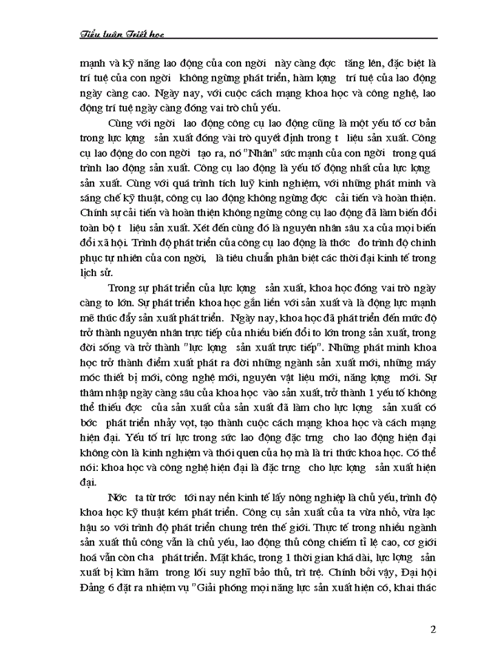 image for page Vận dụng quan điểm triết học Mác xít về quy luật Quan hệ Sản xuất phải phù hợp với trình độ Lực lượng Sản xuất để phát triển những thành tựu hạn chế trong phát triển kinh tế Xã hội của Việt Nam trong giai đoạn từ đổi mới