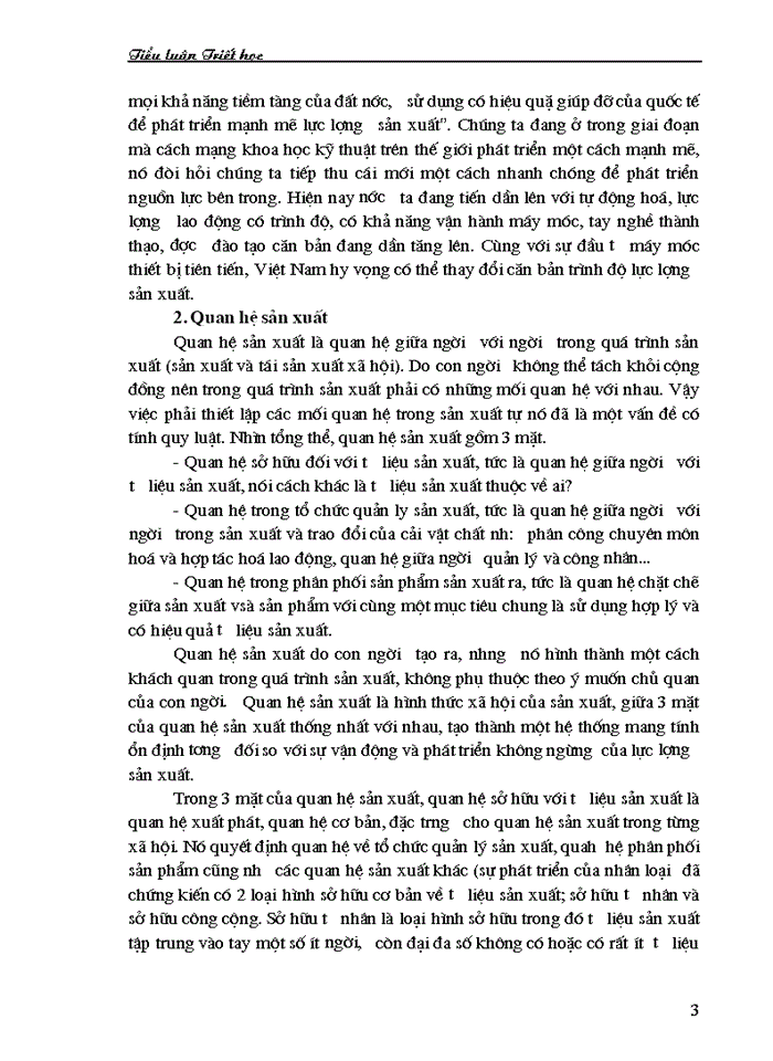image for page Vận dụng quan điểm triết học Mác xít về quy luật Quan hệ Sản xuất phải phù hợp với trình độ Lực lượng Sản xuất để phát triển những thành tựu hạn chế trong phát triển kinh tế Xã hội của Việt Nam trong giai đoạn từ đổi mới