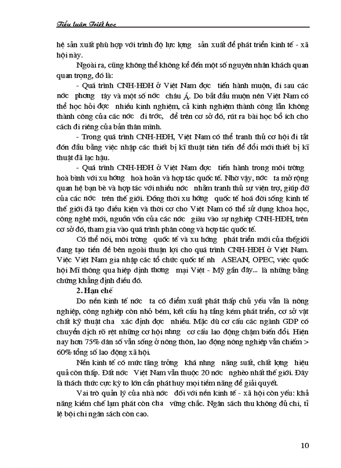 image for page Vận dụng quan điểm triết học Mác xít về quy luật Quan hệ Sản xuất phải phù hợp với trình độ Lực lượng Sản xuất để phát triển những thành tựu hạn chế trong phát triển kinh tế Xã hội của Việt Nam trong giai đoạn từ đổi mới