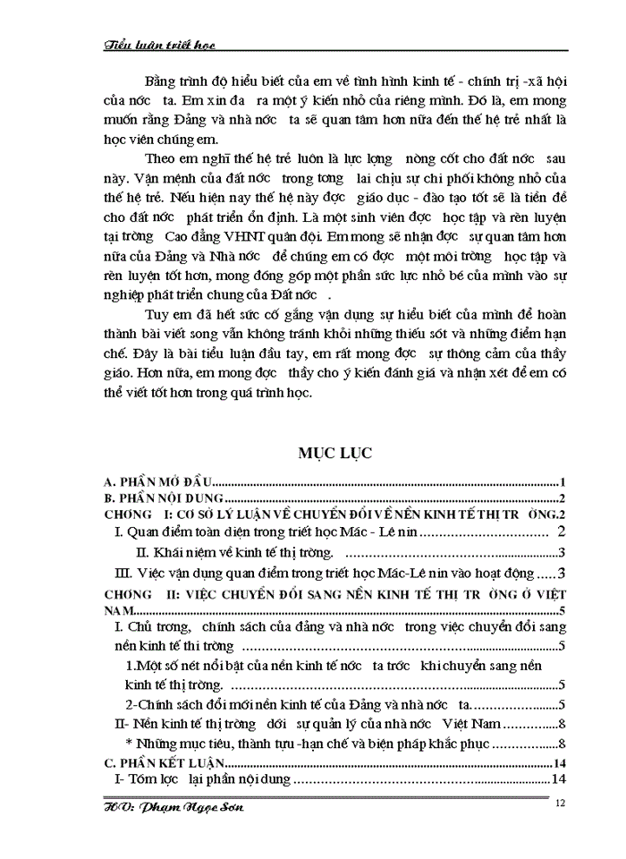 image for page Vận dụng quan điểm trong triết học Mác - Lê Nin để phân tích quá trình chuyển đổi sang nền Kinh tế Thị trường ở Việt Nam