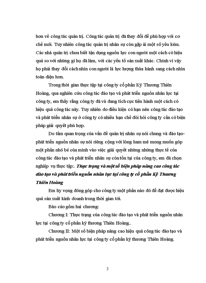 image for page Thực trạng và Một số biện pháp nâng cao công tác đào tạo và phát triển nguồn nhân lực tại Công ty cổ phần Kỹ Thương Thiên Hoàng