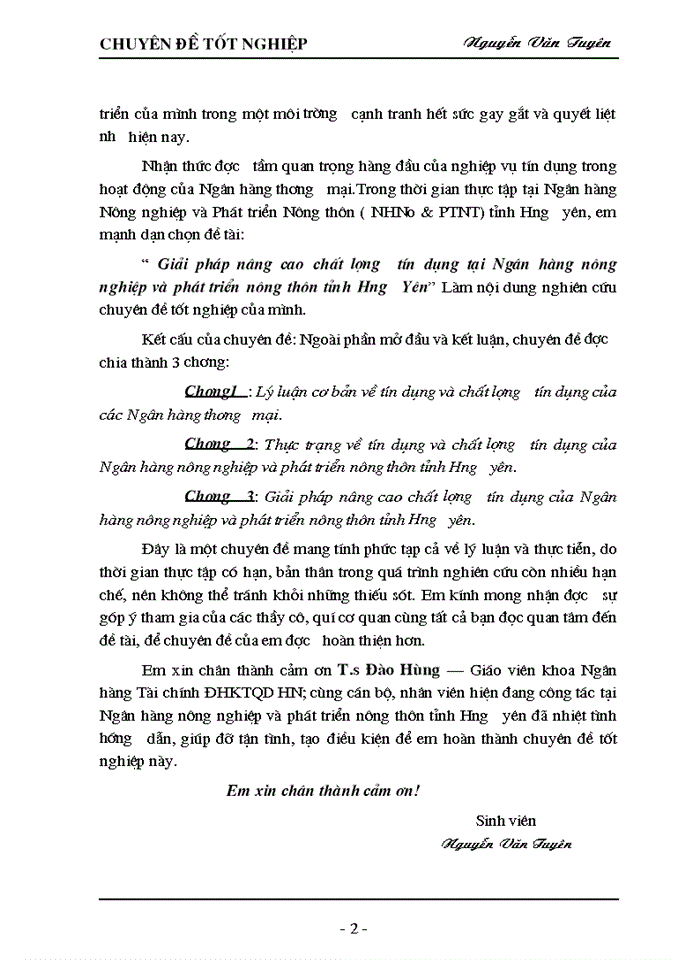 image for page Giải pháp nâng cao chất lượng tín dụng tại Ngân hàng Nông nghiệp và Phát triển Nông thôn tỉnh Hưng Yên