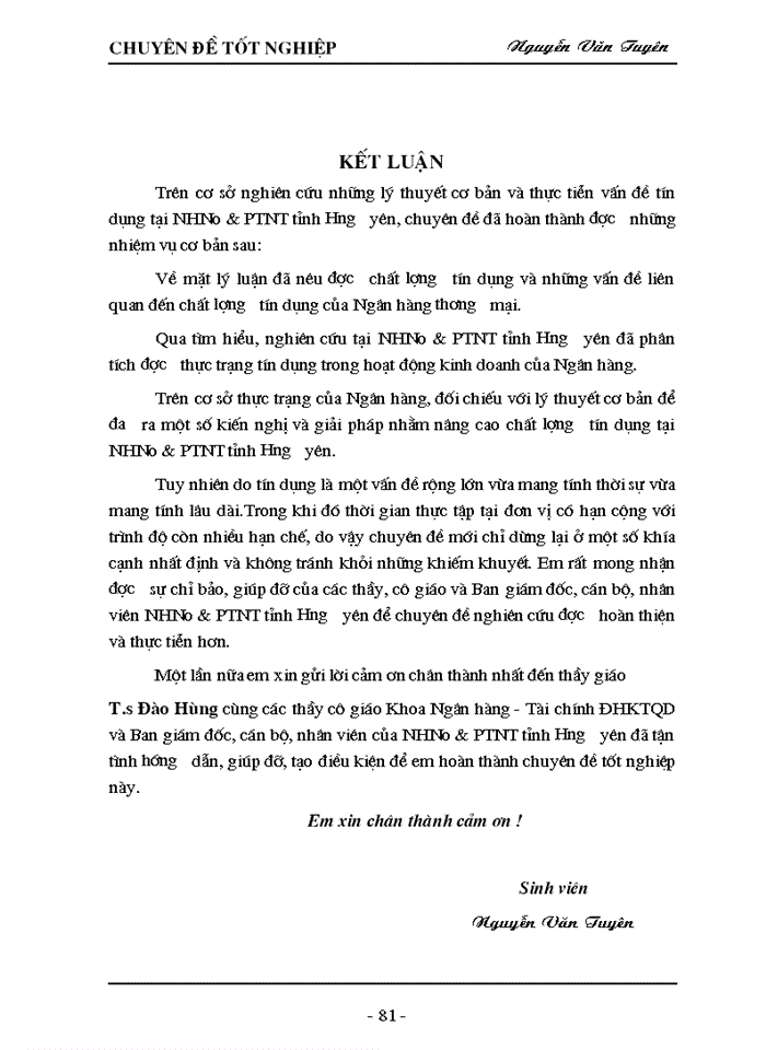 image for page Giải pháp nâng cao chất lượng tín dụng tại Ngân hàng Nông nghiệp và Phát triển Nông thôn tỉnh Hưng Yên