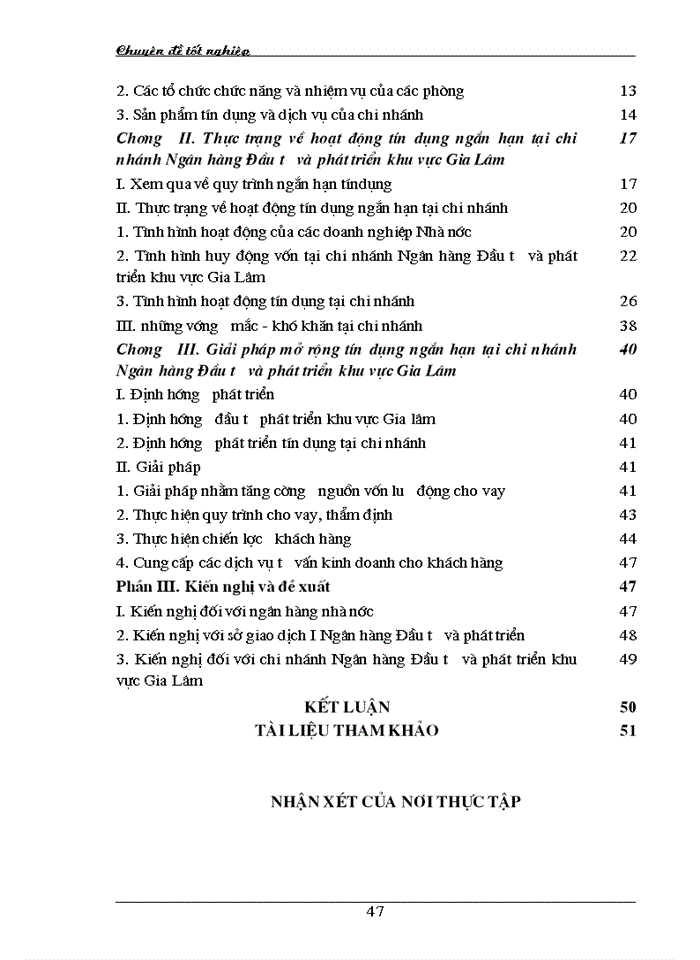 image for page Thực trạng về hoạt động tín dụng ngắn hạn tại chi nhánh Ngân hàng Đầu tư và phát triển khu vực Gia Lâm