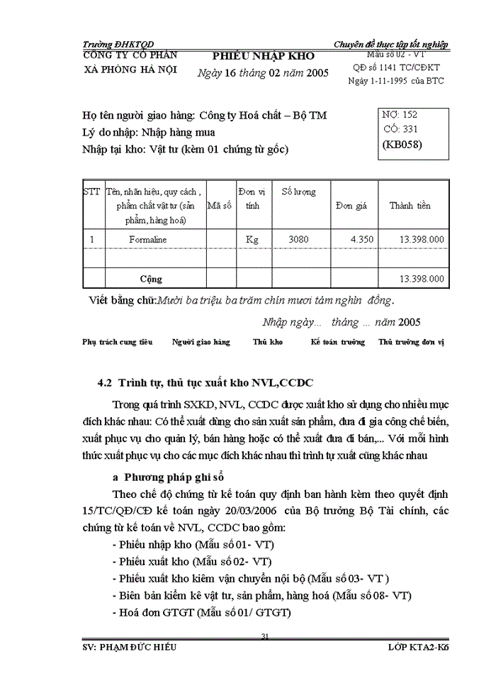 image for page Hoàn thiện công tác Kế toán Nguyên vật liệu và Công cụ dụng cụ với việc phân tích tình hình quản lý sử dụng Nguyên vật liệu Công cụ dụng cụ tại Công ty Cổ phần Xà phòng Hà Nội