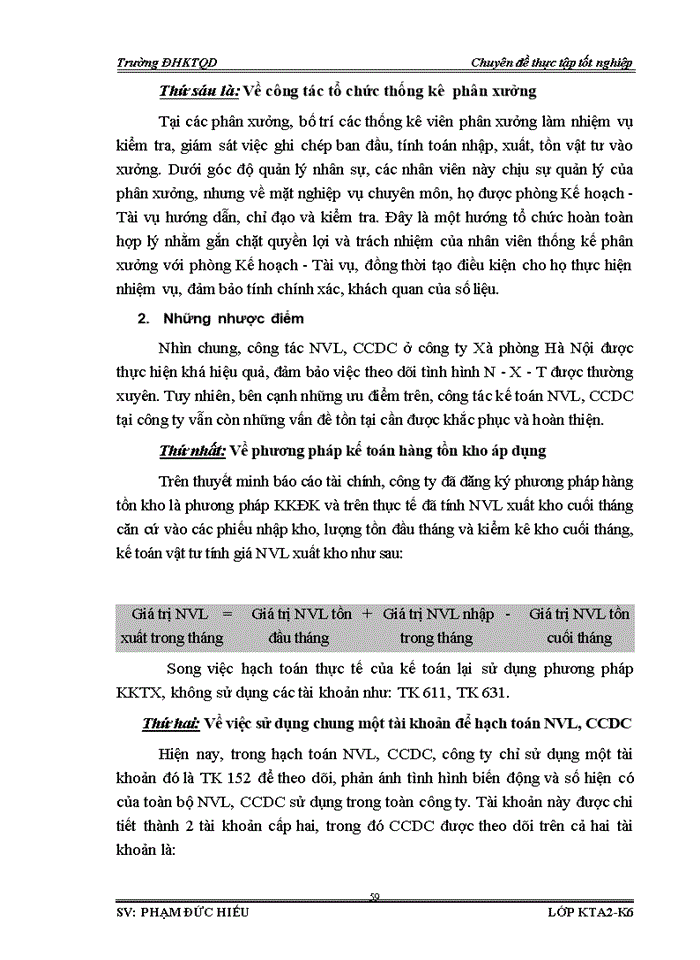 image for page Hoàn thiện công tác Kế toán Nguyên vật liệu và Công cụ dụng cụ với việc phân tích tình hình quản lý sử dụng Nguyên vật liệu Công cụ dụng cụ tại Công ty Cổ phần Xà phòng Hà Nội