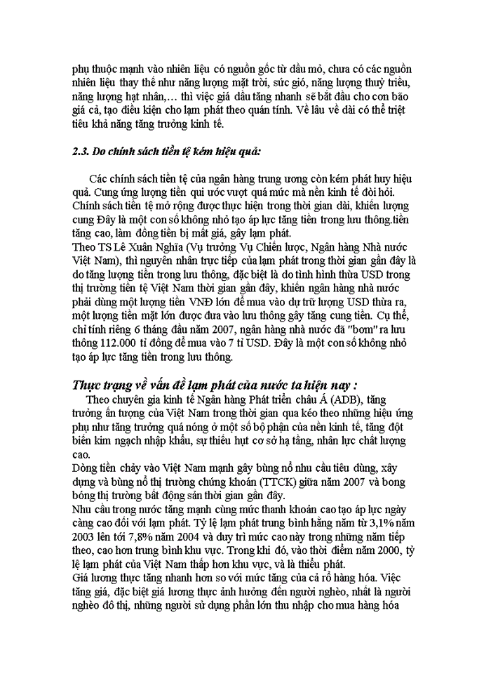 image for page Vấn đề về lạm phát giá cả nguyên nhân thực trạng và Giải pháp của nước ta hiện nay