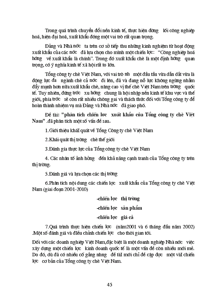 image for page Phân tích chiến lược Xuất khẩu của Tổng Công ty chè Việt Nam