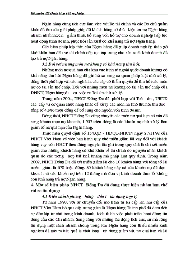 image for page Một số Giải pháp hạn chế rủi ro an toàn tín dụng đối với kinh tế ngoài quốc doanh tại Ngân hàng công thương Đống Đa