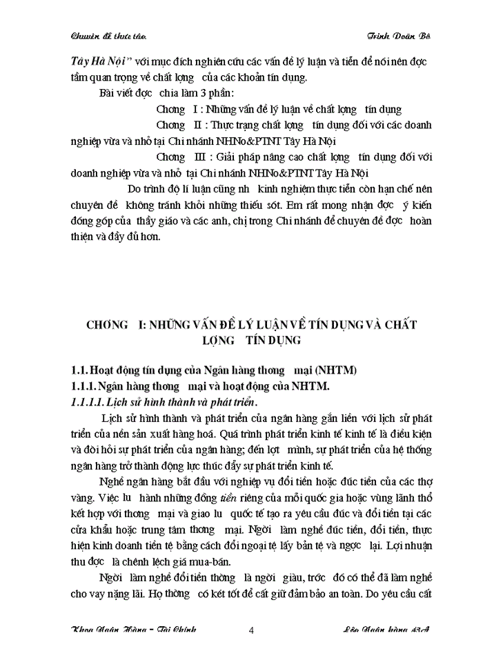image for page Giải pháp nâng cao chất lượng tín dụng đối với các Doanh nghiệp vừa và nhỏ tại Chi nhánh Ngân hàng Nông nghiệp và Phát triển Nông thôn Tây Hà Nội