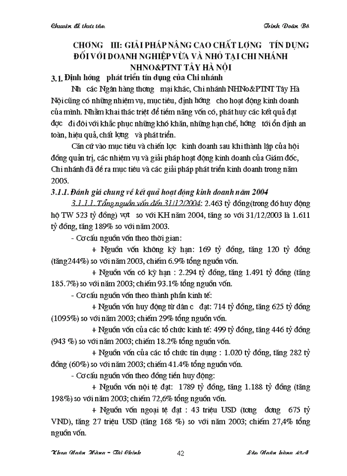 image for page Giải pháp nâng cao chất lượng tín dụng đối với các Doanh nghiệp vừa và nhỏ tại Chi nhánh Ngân hàng Nông nghiệp và Phát triển Nông thôn Tây Hà Nội