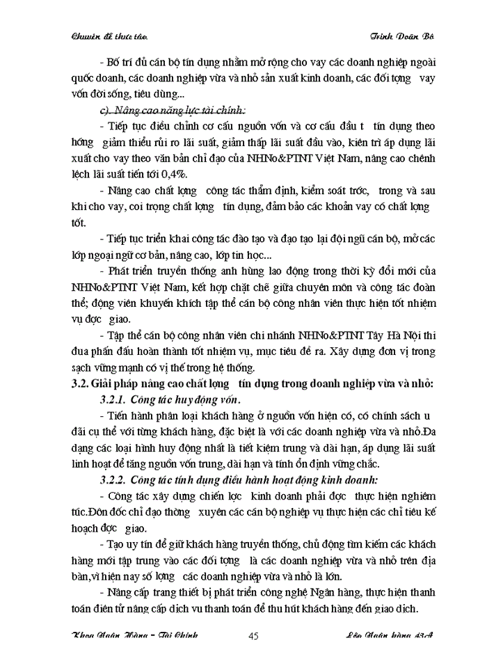image for page Giải pháp nâng cao chất lượng tín dụng đối với các Doanh nghiệp vừa và nhỏ tại Chi nhánh Ngân hàng Nông nghiệp và Phát triển Nông thôn Tây Hà Nội