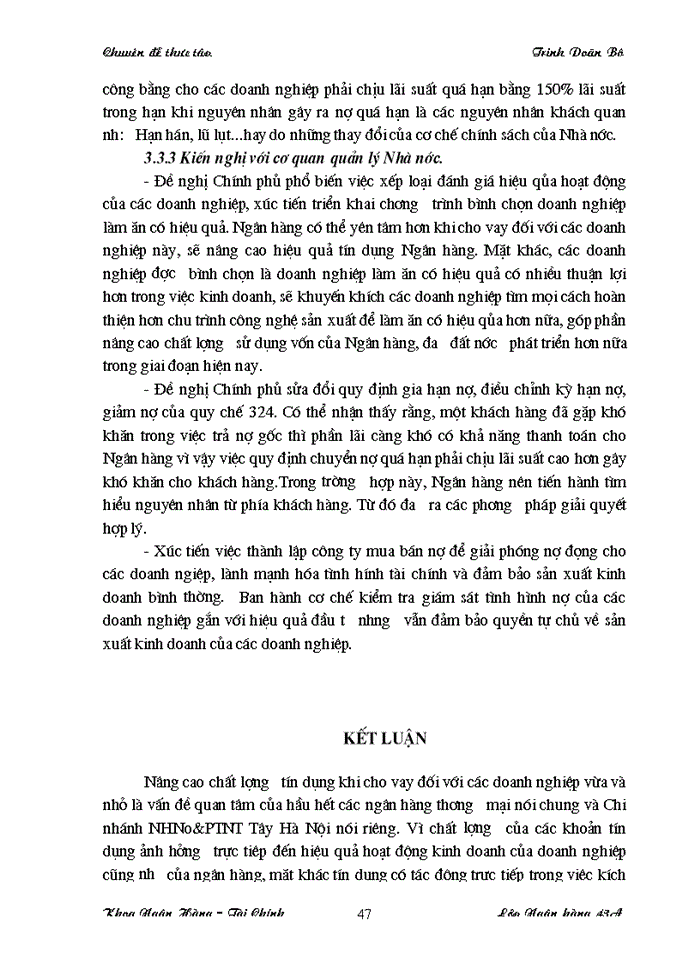 image for page Giải pháp nâng cao chất lượng tín dụng đối với các Doanh nghiệp vừa và nhỏ tại Chi nhánh Ngân hàng Nông nghiệp và Phát triển Nông thôn Tây Hà Nội