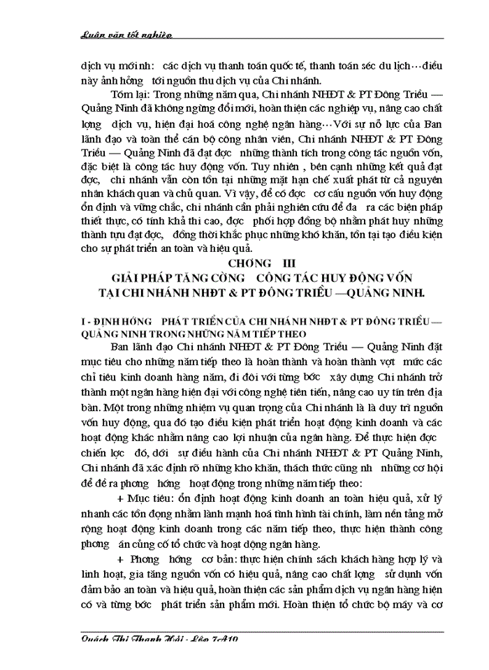 image for page Giải pháp tăng cường công tác huy động vốn tại Chi nhánh Ngân hàng Đầu tư và Phát triển Đông Triều Quảng Ninh