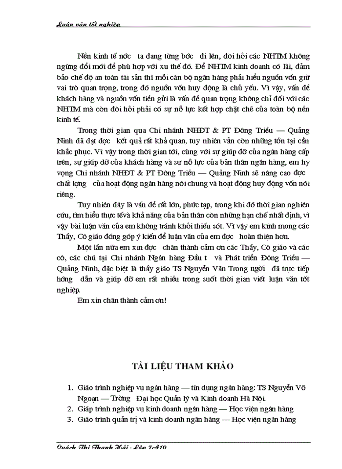 image for page Giải pháp tăng cường công tác huy động vốn tại Chi nhánh Ngân hàng Đầu tư và Phát triển Đông Triều Quảng Ninh