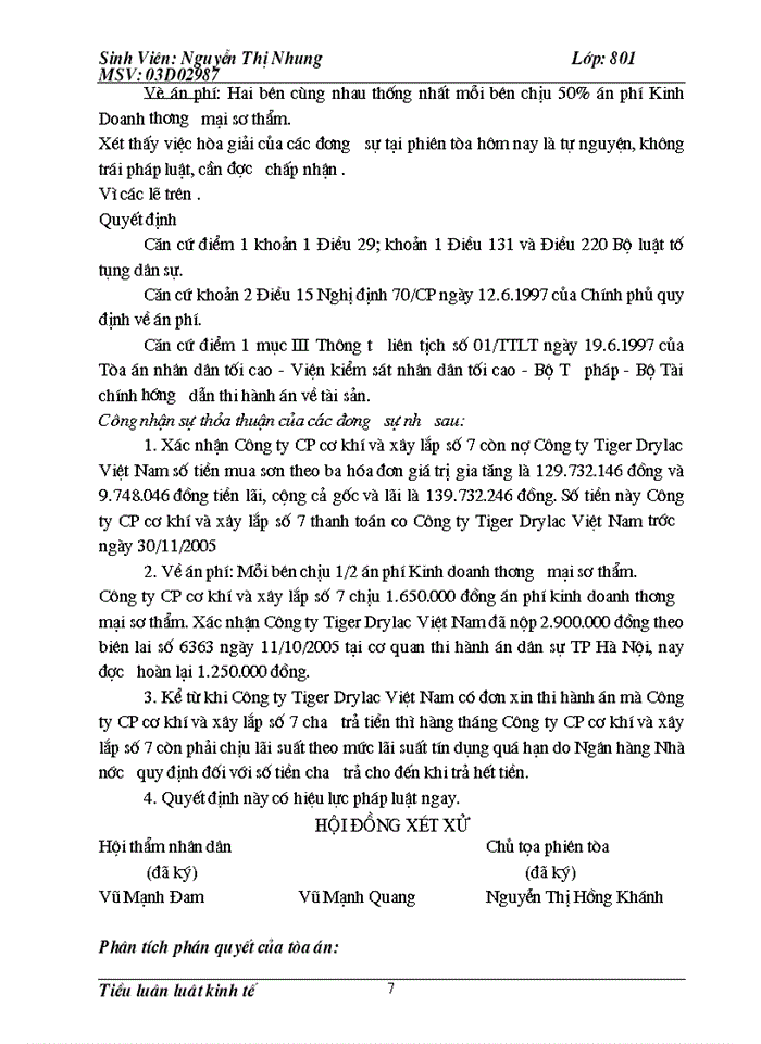 image for page Trình bày một bản hợp đồng mua bán hàng hóa giữa 2 Công ty Việt Nam Quá trình thực hiện xảy ra tranh chấp đưa ra tòa thụ lý đã có phán quyết của tòa án Phân tích phán quyết của tòa án