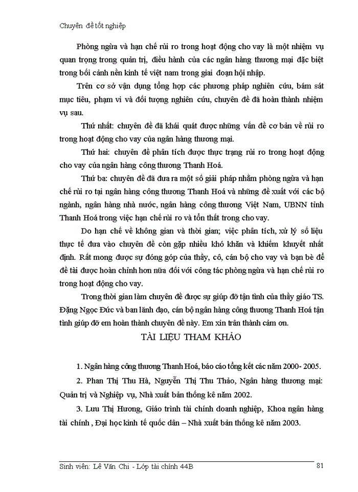 image for page Giải pháp hạn chế rủi ro trong hoạt động cho vay của Ngân hàng công thương Thanh Hoá