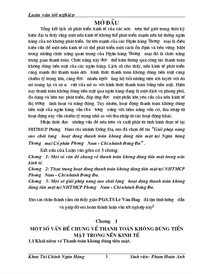 image for page Giải pháp nâng cao chất lượng hoạt động thanh toán không dùng tiền mặt tại Ngân hàng Thương mại Cổ phần Phương Nam - Chi nhánh Đống Đa