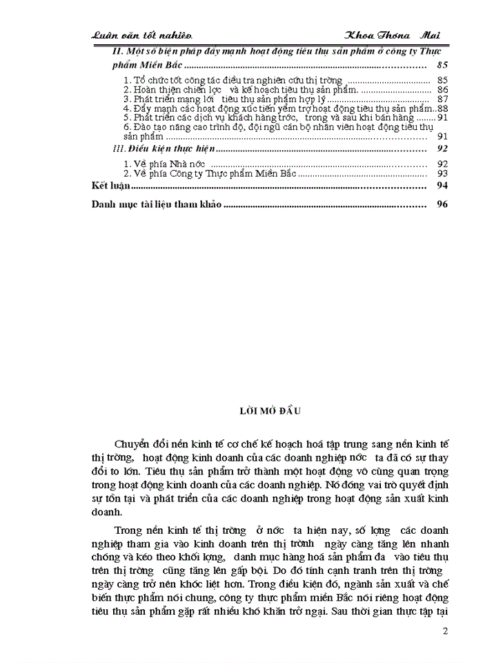 THS Một số biện pháp đẩy mạnh hoạt động Tiêu thụ Sản phẩm ở Công ty thực phẩm Miền Bắc