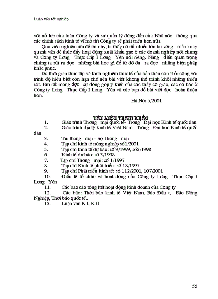 image for page Thực trạng và biện pháp thúc đẩy hoạt động Xuất khẩu gạo ở Công ty Lương Thực Cấp I Lương Yên
