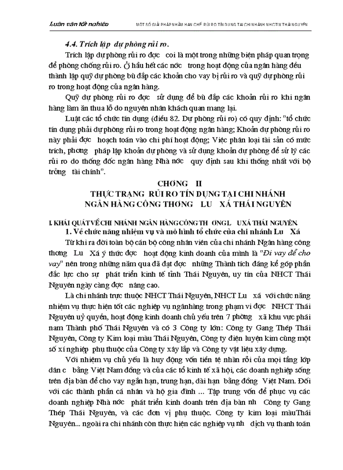 image for page Một số biện pháp nhằm hạn chế rủi ro tín dụng tại chi nhánh Ngân hàng Công thương Lưu Xá Thái Nguyên