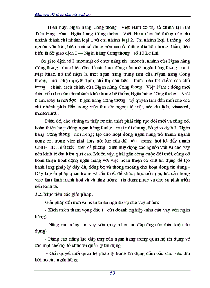 image for page Hoàn thiện nghiệp vụ cho vay của Sở giao dịch I- Ngân hàng Công thương Việt Nam