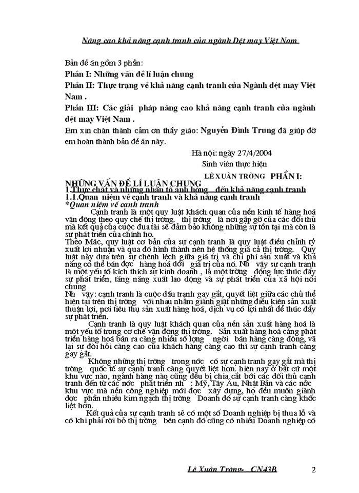 image for page Nâng cao khả năng cạnh tranh của ngành Dệt may Việt Nam