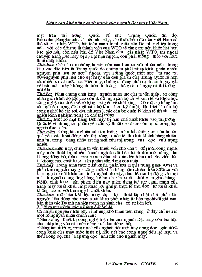 image for page Nâng cao khả năng cạnh tranh của ngành Dệt may Việt Nam