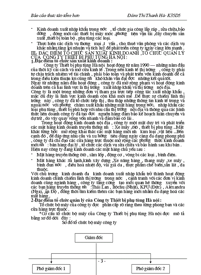 Báo cáo Tại về Công ty Thiết bị phụ tùng Hà Nội