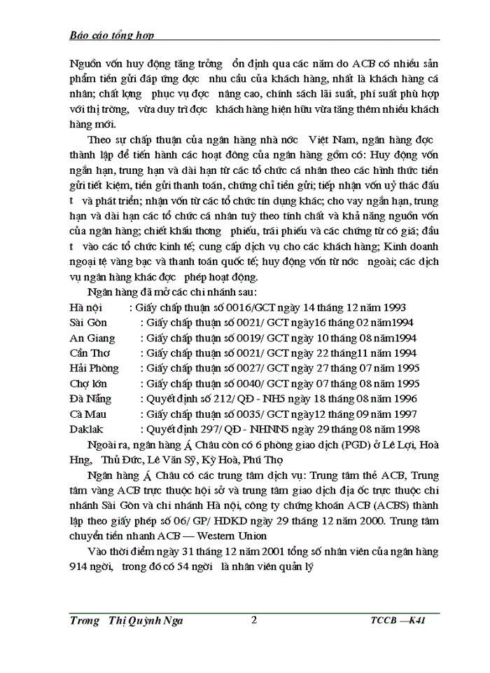 image for page Báo cáo tổng hợp tại Ngân hàng Thương mại cổ phần á châu- Chi nhánh Hà Nội