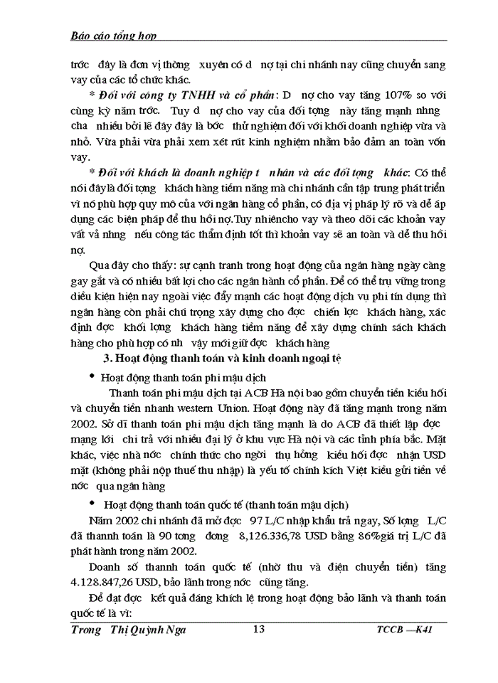 image for page Báo cáo tổng hợp tại Ngân hàng Thương mại cổ phần á châu- Chi nhánh Hà Nội