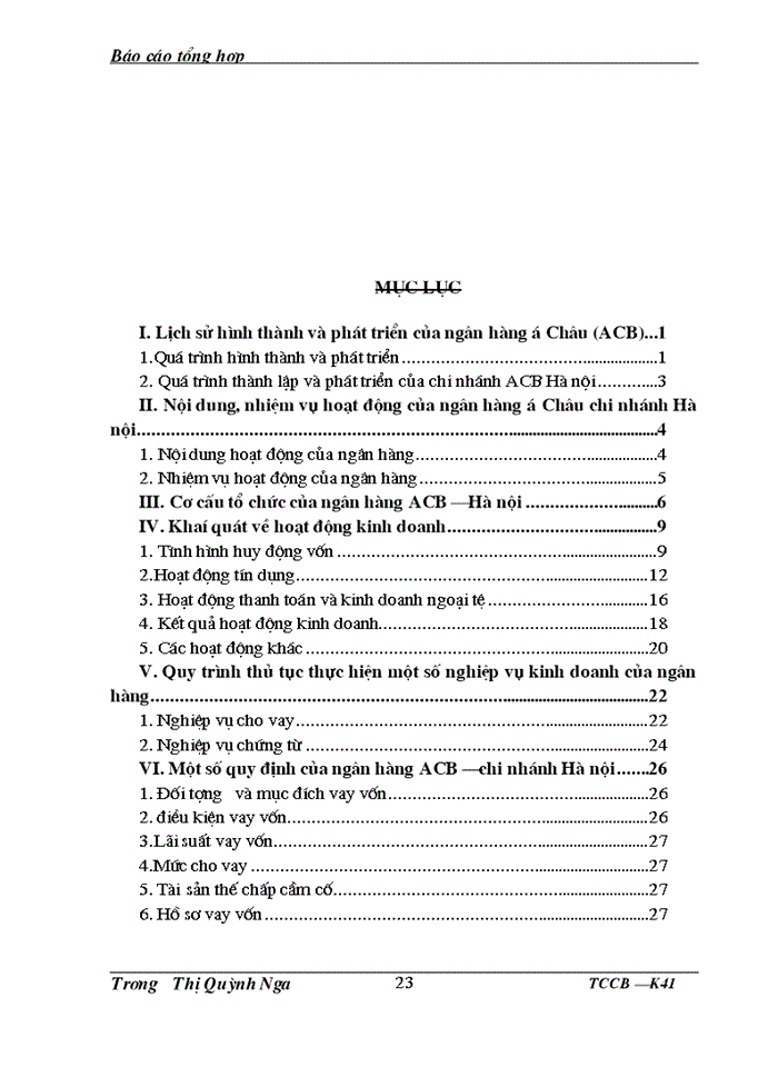 image for page Báo cáo tổng hợp tại Ngân hàng Thương mại cổ phần á châu- Chi nhánh Hà Nội