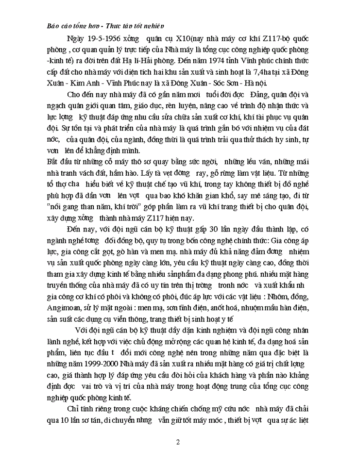 image for page Báo cáo Tại tại nhà máy cơ khí z117-cục quản lý công nhgiệp quốc phòng-kinh tế bộ quốc phòng