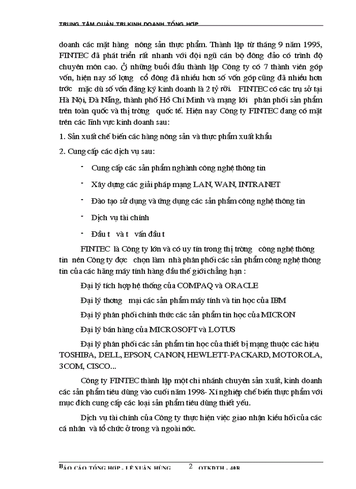 image for page Báo cáo Tại tại Công ty cổ phần fintec