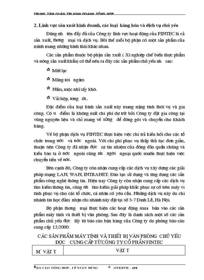 image for page Báo cáo Tại tại Công ty cổ phần fintec