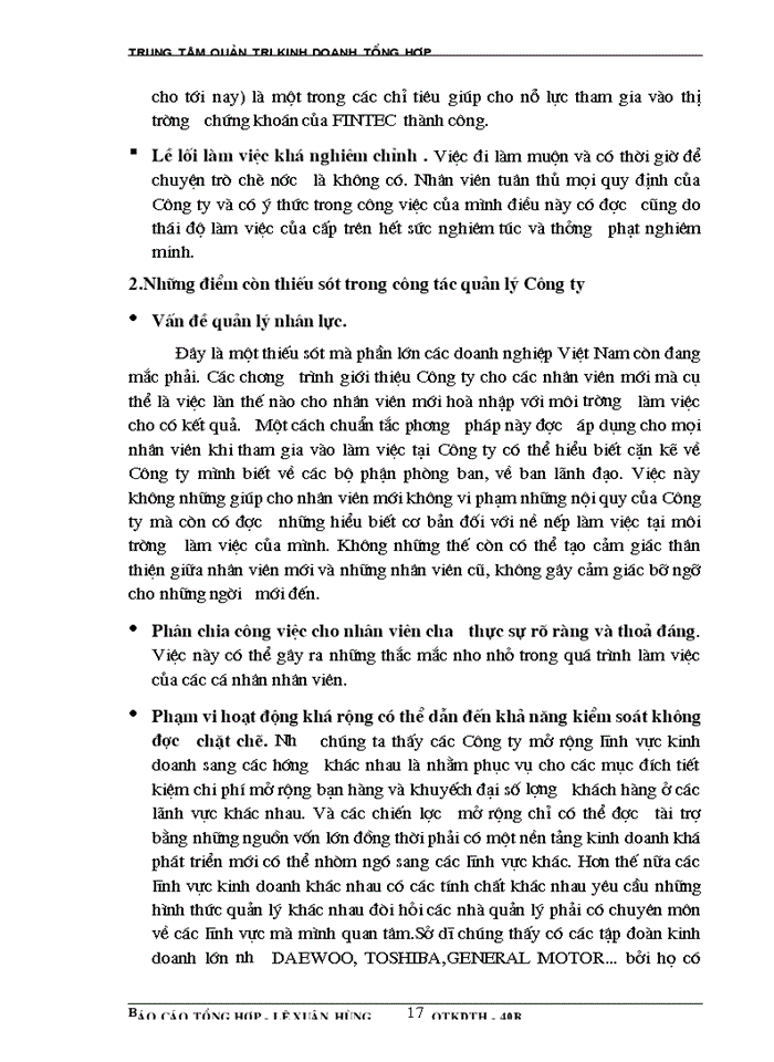 image for page Báo cáo Tại tại Công ty cổ phần fintec