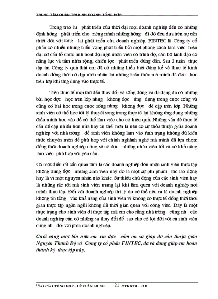 image for page Báo cáo Tại tại Công ty cổ phần fintec